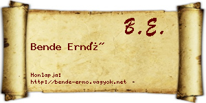Bende Ernő névjegykártya